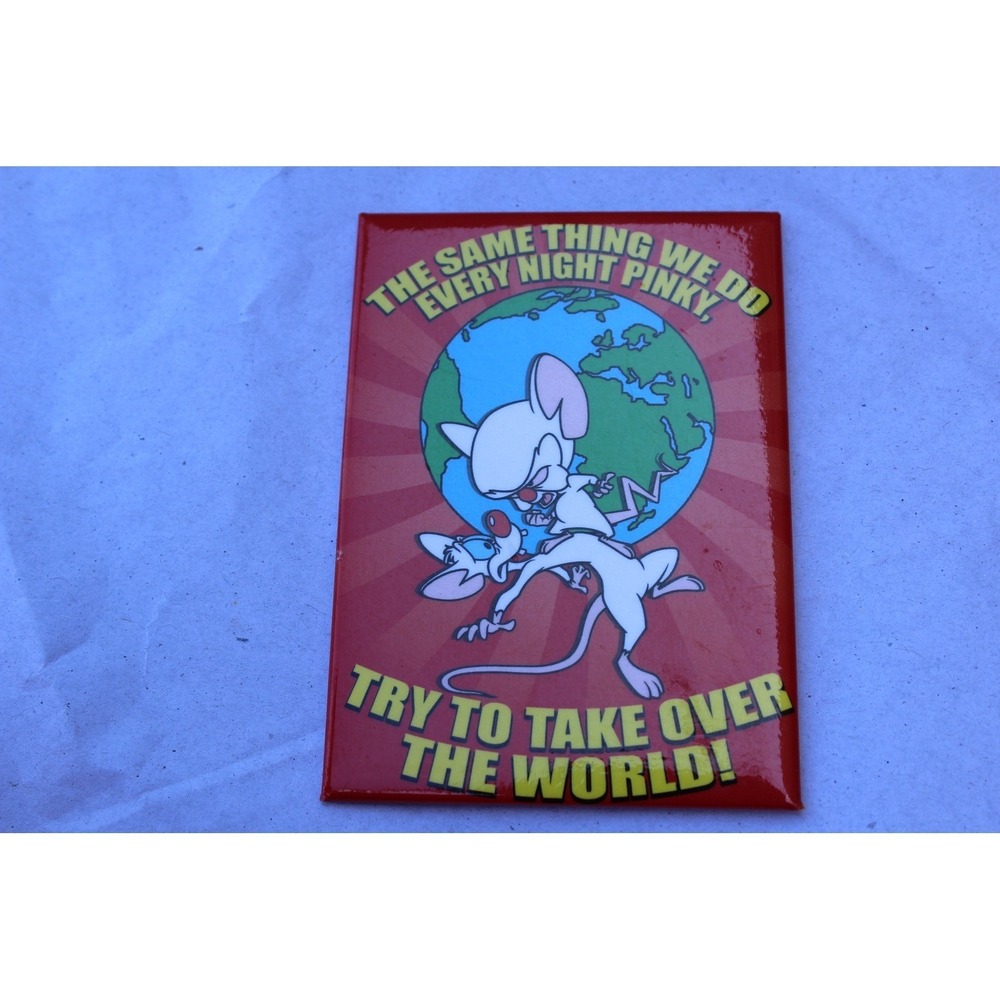 Pinky and The Brain World Domination Magnet Vintage Cartoon Collectible